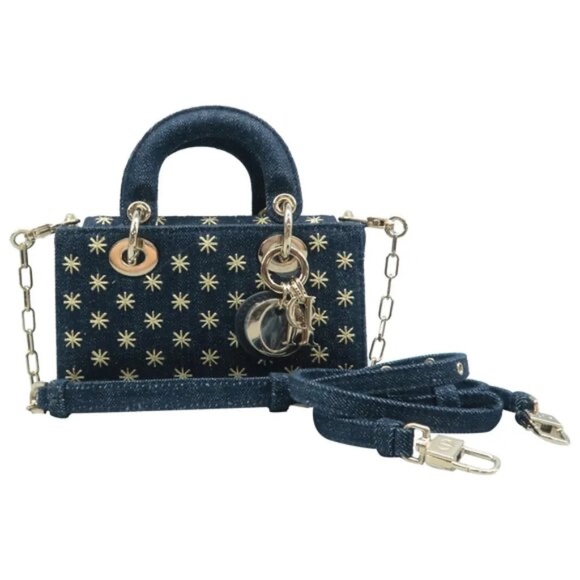 Dior Handbags - 100% Authentic DIOR Lady D-Joy Blue Denim - Jeans Satchel